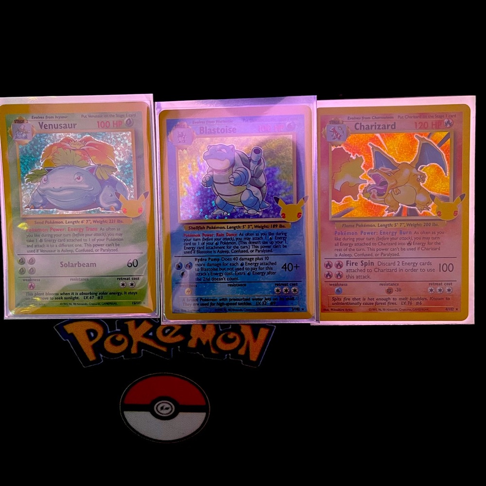 COPY - Charizard, Blastoise, and Venusau 25th celebrations base set